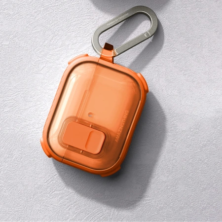 Etui AMAZINGTHING Titan Pro Mag Case Clear do AirPods Pro 3 - pomarańczowe