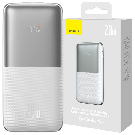 Powerbank Baseus Bipow Pro 10000mAh 20W biały z kablem USB Typu A - USB Typu C 3A 0.3m (PPBD040202)