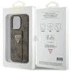 Etui Guess Grip Stand 4G Triangle Strass na iPhone 15 Pro - brązowe