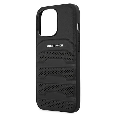 Etui AMG AMHCP13LGSEBK na iPhone 13 Pro / 13 - czarne Leather Debossed Lines