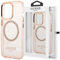 Guess GUHMP13LHTCMP iPhone 13 Pro / 13 6,1" różowy/pink hard case Gold Outline Translucent MagSafe