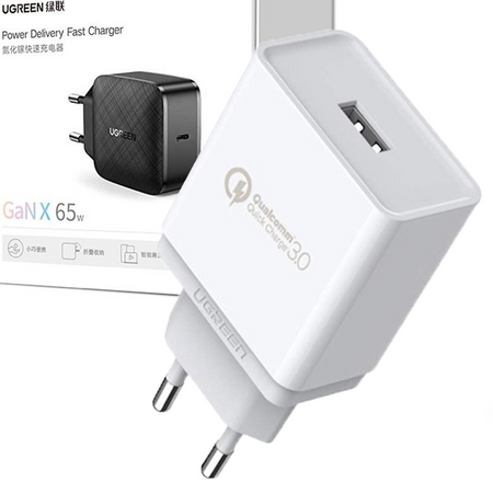 Ugreen CD122 szybka ładowarka sieciowa Quick Charge 3.0 18W 3A USB biały (10133)