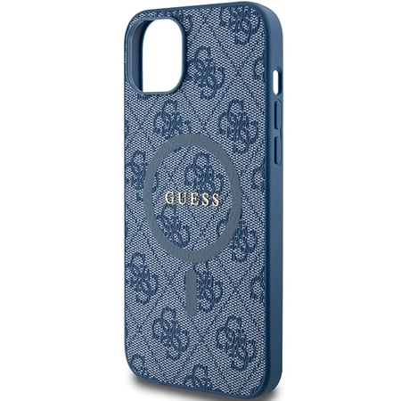 Etui Guess 4G Collection Leather Metal Logo MagSafe na iPhone 15 / 14 / 13 - niebieskie