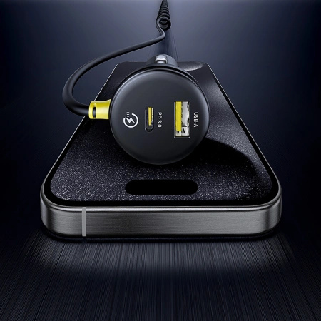 BASEUS ŁADOWARKA SAMOCHODOWA CIRCULAR 60W Z USB-A USB-C DO LIGHTNING