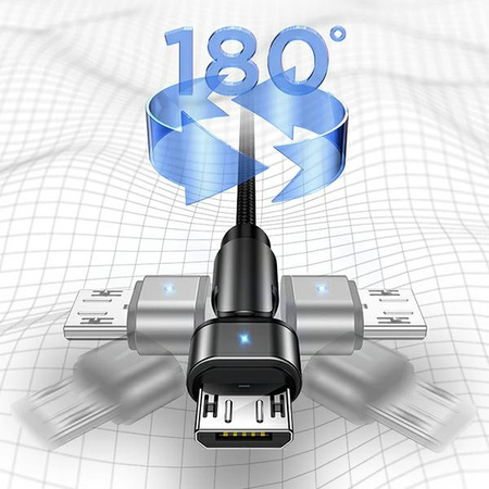 USAMS KABEL MICRO USB 2A DO ANDROID 1M OBROTOWY PLECIONY SZYBKIE ŁADOWANIE
