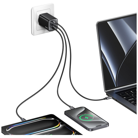 USAMS ŁADOWARKA 65W JC SERIES CC266 FAST CHARGER 2xUSB-C 1xUSB-A DO SAMSUNG