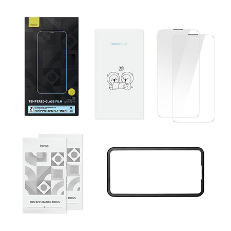 BASEUS SZKŁO HARTOWANE 0.3MM Z POWŁOKĄ PRZECIWPYŁOWĄ DO IPHONE 14 PRO MAX