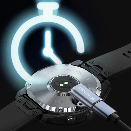 WOZINSKY PRZEJŚCIÓWKA USB-C DO SMARTWATCH GARMIN SZARY, WYSOKA