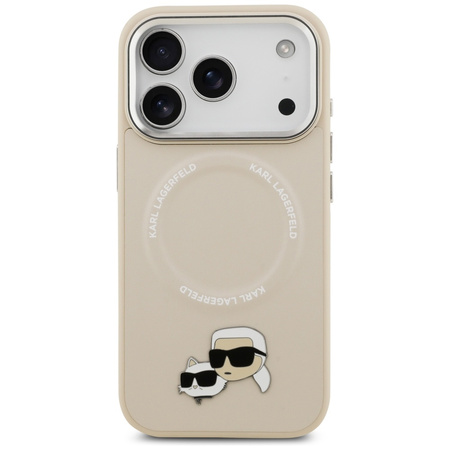 Etui Karl Lagerfeld Karl & Choupette     Pins MagSafe do iPhone 17 Pro beżowy