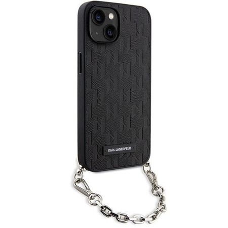 Etui Karl Lagerfeld Saffiano Monogram Chain KLHCP14SSACKLHPK na iPhone 14 - czarne