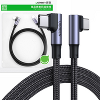 Ugreen kątowy kabel USB Typ C - USB Typ C Quick Charge Power Delivery 100 W 5 A 1 m czarny (US335 70696)