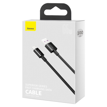 Baseus Superior kabel USB - USB Typ C 66 W (11 V / 6 A) Huawei SuperCharge SCP 1 m czarny (CATYS-01)