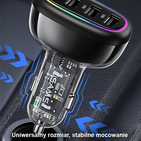 USAMS ŁADOWARKA SAMOCHODOWA 48W 1XUSB-C 3XUSB-A DO SMARTFONÓW FAST CHARGING