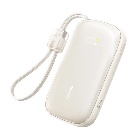 Powerbank Baseus EnerFill FC21 Qpow 3 Ultra 20000mAh 22.5W z wyświetlaczem z dołączonym kablem - beżowy