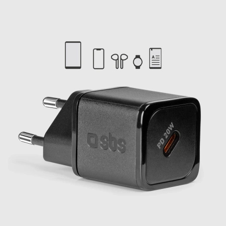 SBS ŁADOWARKA SIECIOWA 20W GaN USB-C DO IPHONE 12 13 14 15 SZYBKA ŁADOWARKA