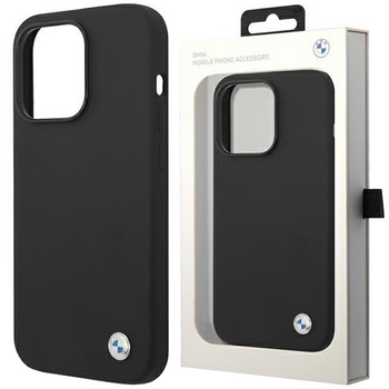 Etui BMW BMHCP14LSILBK na iPhone 14 Pro - czarne Silicone Metal Logo