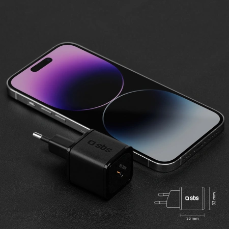 SBS ŁADOWARKA SIECIOWA 20W GaN USB-C DO IPHONE 12 13 14 15 SZYBKA ŁADOWARKA