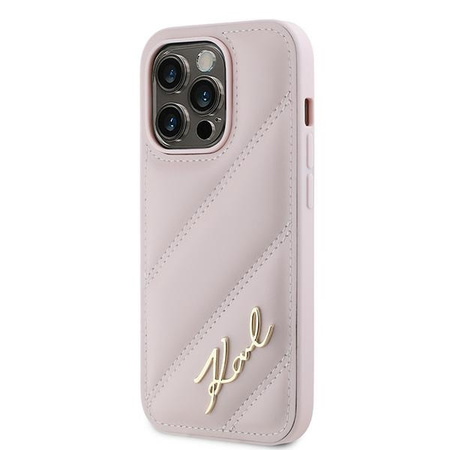 KARL LAGERFELD ETUI DO IPHONE 14 PRO MAX 6,7 DIAGONAL QUILTED SCRIPT RÓŻOWE