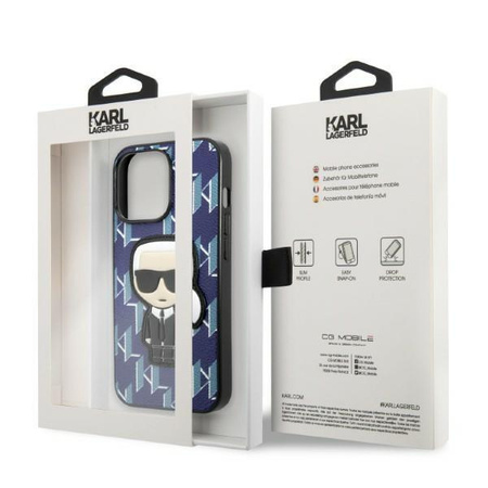 Etui Karl Lagerfeld KLHCP13LPMNIKBL na iPhone 13 Pro / 13 hardcase - niebieskie Monogram Ikonik Patch