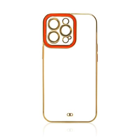 HURTEL FASHION CASE ETUI DO IPHONE 12 PRO MAX POKROWIEC ŻELOWY ZŁOTA RAMKA