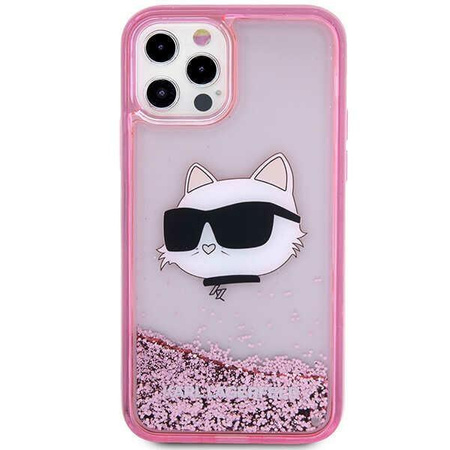 Etui Karl Lagerfeld KLHCP12MLNCHCP na iPhone 12/ 12 Pro - różowe Glitter Choupette Head