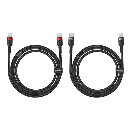 BASEUS ZESTAW KABLI USB-C DO USB-C 100W 2 SZTUKI 1M DO SZYBKIEGO ŁADOWANIA
