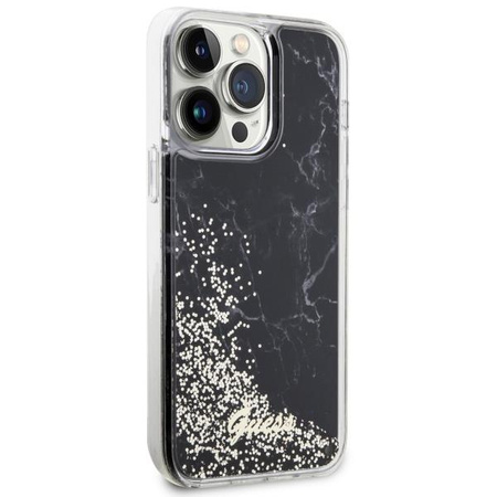 Etui Guess GUHCP14XLCSGSGK na iPhone 14 Pro Max 6.7" - czarne Liquid Glitter Marble