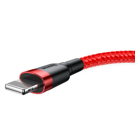 Baseus Cafule Cable wytrzymały nylonowy kabel przewód USB / Lightning QC3.0 2.4A 0,5M czerwony (CALKLF-A09)