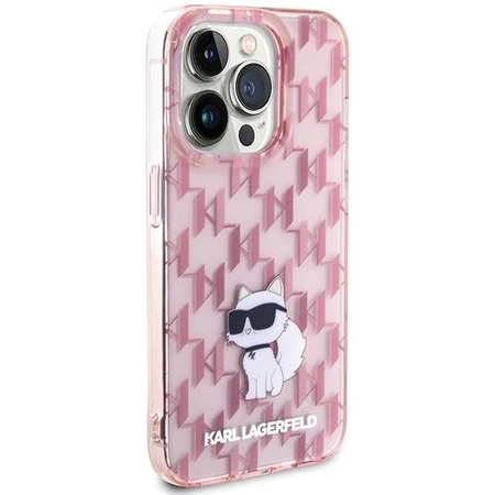 Etui Karl Lagerfeld Monogram Choupette na iPhone 15 Pro Max - różowe