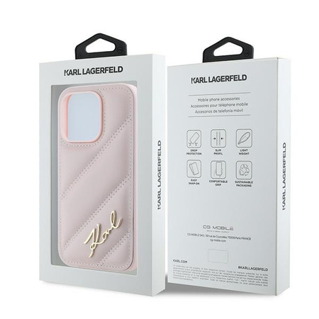 KARL LAGERFELD ETUI DO IPHONE 14 PRO MAX 6,7 DIAGONAL QUILTED SCRIPT RÓŻOWE