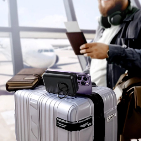 Powerbank bezprzewodowy 10000mAh Joyroom JR-W050 20W MagSafe z ringiem i podstawką - czarny