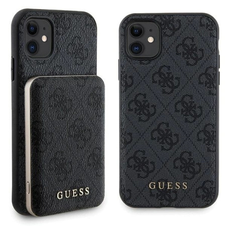 Zestaw Guess GUBPM5N614GEMGK iPhone11 6.1 hardcase + Powerbank 5000mAh MagSafe czarny/black 4G Metal Logo