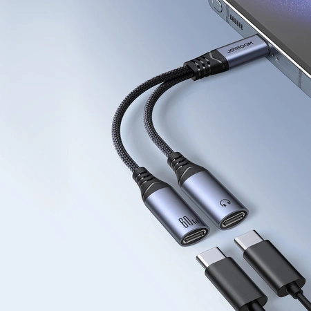 Adapter DAC 2w1 Joyroom SY-C03 USB-C do 2x USB-C - czarny