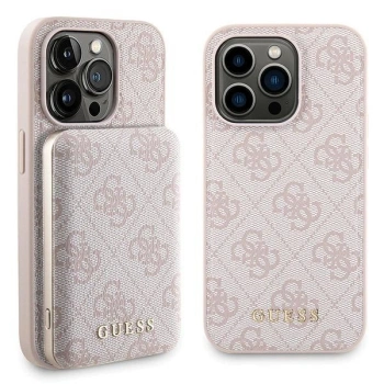 Zestaw Guess GUBPM5P15X4GEMGP iPhone15 Pro Max 6.7 hardcase + Powerbank 5000mAh MagSafe różowy/pink 4G Metal Logo