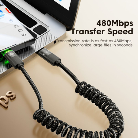 TECH-PROTECT KABEL TYPE-C PD100W 180CM 5A DO ŁADOWANIA TELEFONÓW I LAPTOPÓW