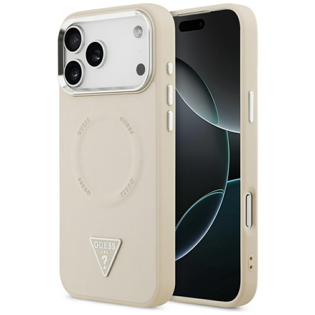 Etui Guess Triangle Logo MagSafe do      iPhone 17 Pro beżowy