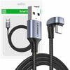 Ugreen nylonowy kątowy kabel przewód USB - USB Typ C 1 m 3 A 18 W Quick Charge AFC FCP dla graczy szary (70313)