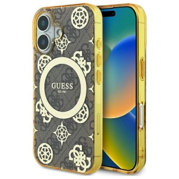GUESS ETUI HARDCASE IML PEONY DO IPHONE 16 6.1 DO MAGSAFE Z TŁOCZENIEM