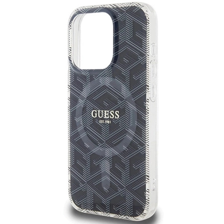 Etui Guess IML GCube MagSafe na iPhone 15 Pro - czarne