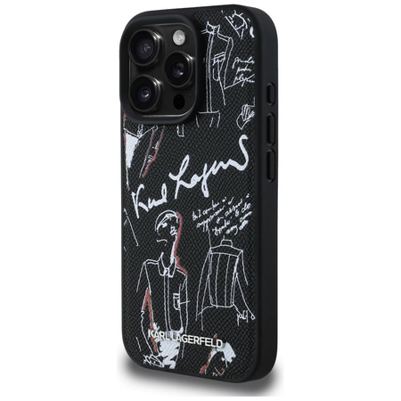 Etui Karl Lagerfeld Grained Pattern &    Logo MagSafe do iPhone 16 Pro czarny