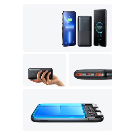 Powerbank Baseus Bipow Pro 10000mAh 20W niebieski z kablem USB Typu A - USB Typu C 3A 0.3m (PPBD040203)