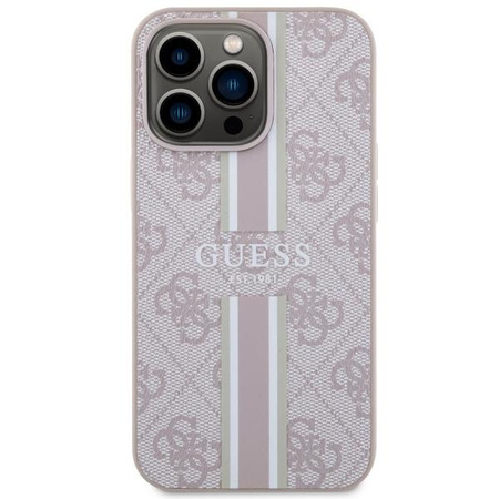 Etui Guess GUHMP13LP4RPSP na iPhone 13 Pro / 13 - różowe 4G Printed Stripes MagSafe