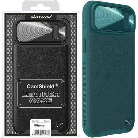Nillkin CamShield Leather S Case etui iPhone 14 Pro Max pokrowiec z osłoną na aparat zielone