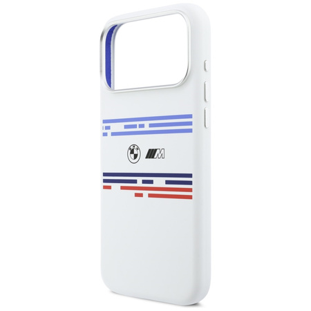 Etui BMW M Silicon Horizontal Line       MagSafe do iPhone 17 Pro Max biały