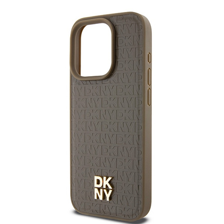 DKNY ETUI HARDCASE DO IPHONE 14 PRO MAX 6.7 LEATHER PATTERN METAL LOGO