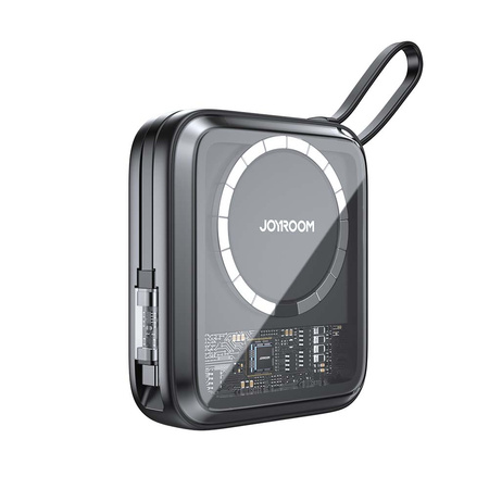 Joyroom powerbank indukcyjny 10000mAh Icy Series 22.5W z wbudowanym kablem USB C czarny (JR-L006)