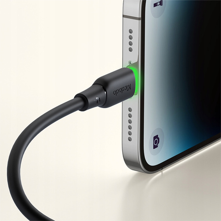 MCDODO ŁADOWARKA KABEL USB LIGHTNING SZYBKIEGO ŁADOWANIA DO IPHONE 1M LED CZARNY