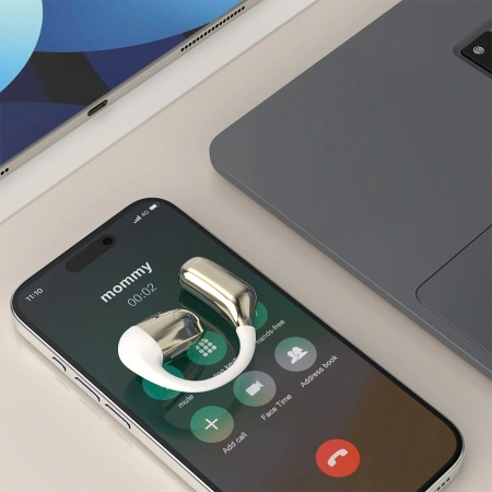 Słuchawka zauszna Dudao U4Pro Bluetooth uniwersalna do obu uszu - beżowo-złota