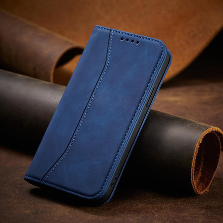 Magnet Fancy Case etui iPhone 14 Plus pokrowiec z klapką portfel podstawka niebieskie