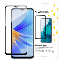 WOZINSKY FULL GLUE SZKŁO HARTOWANE DO OPPO A17 9H Z OCHRONĄ ROGÓW I RAMKĄ